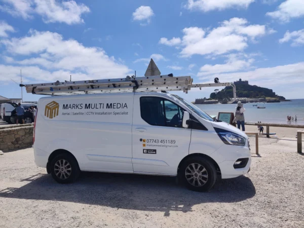 Marks Multi Media Van Side overlooking St Michaels Mount Cornwall- 2
